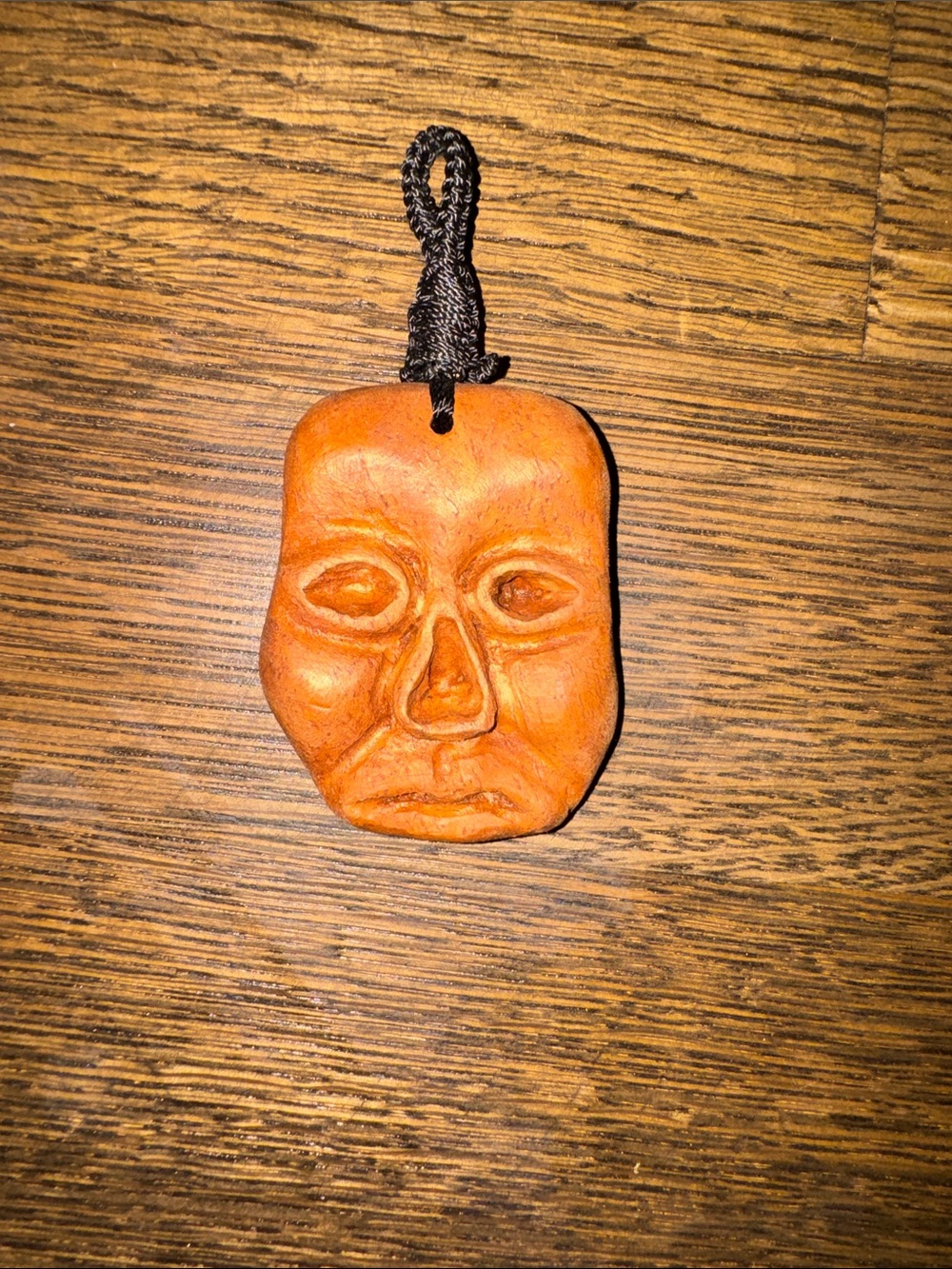 Handmade Terracotta Face Pendant with Cord